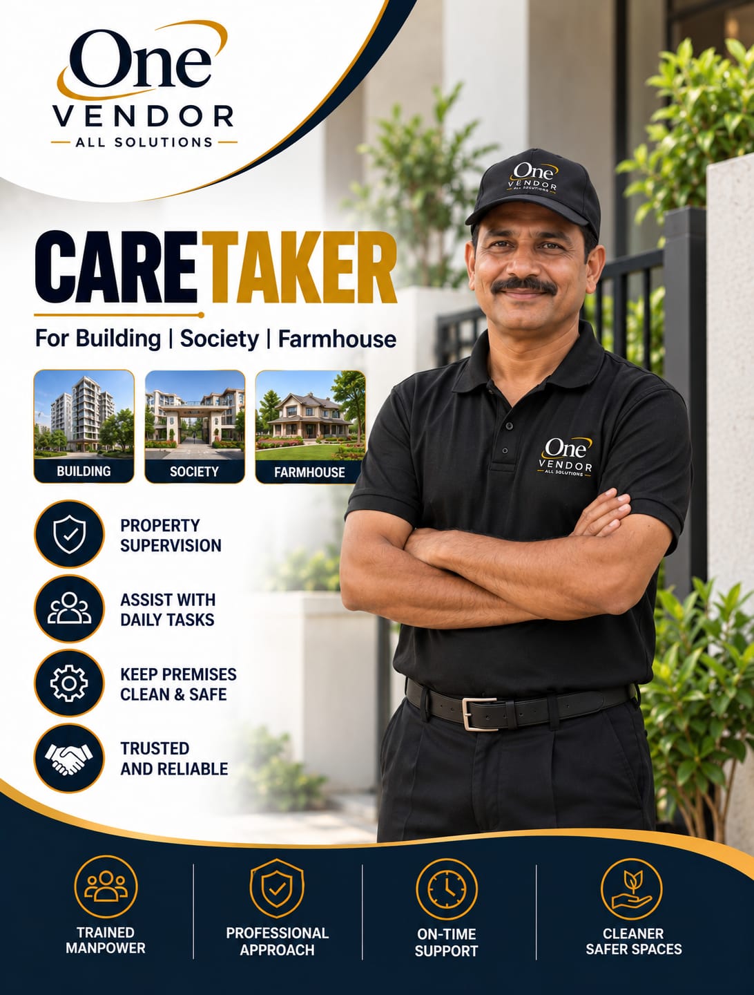 One Vendor Caretaker — for building, society and farmhouse